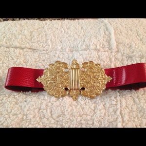 Vintage Alexis Kirk Adjustable Belt Red/Gold Sm/XL